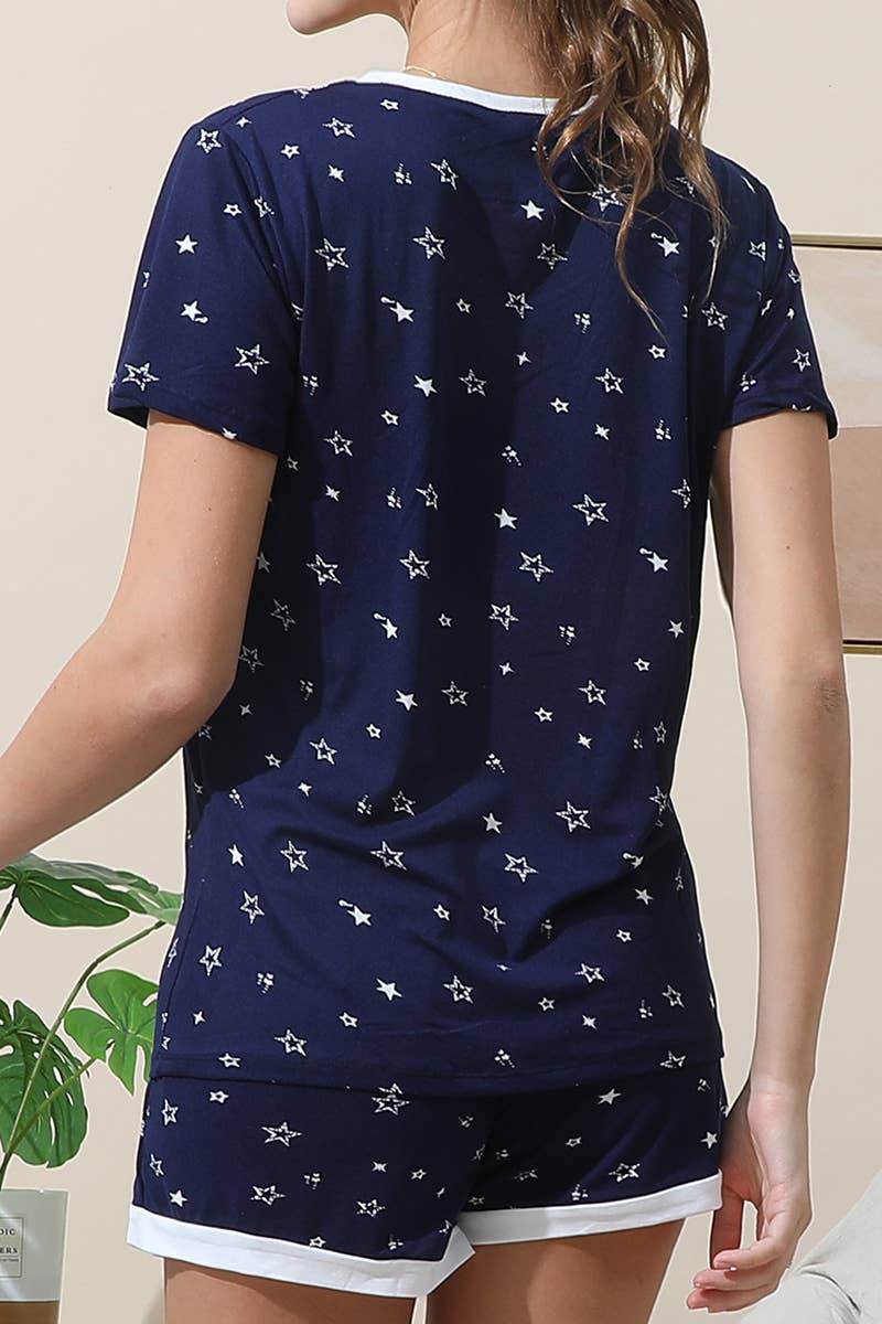 CWSPJ031-P_SHORT SLEEVE TOP WITH SHORTS PAJAMA SET