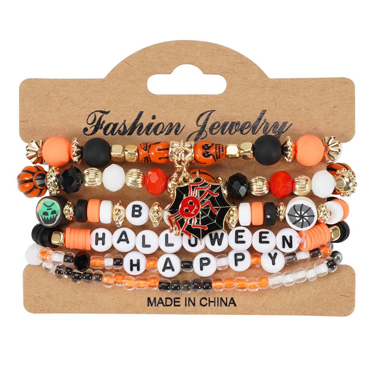 HALLOWEEN PUMPKIN GHOST BEADED BRACELET