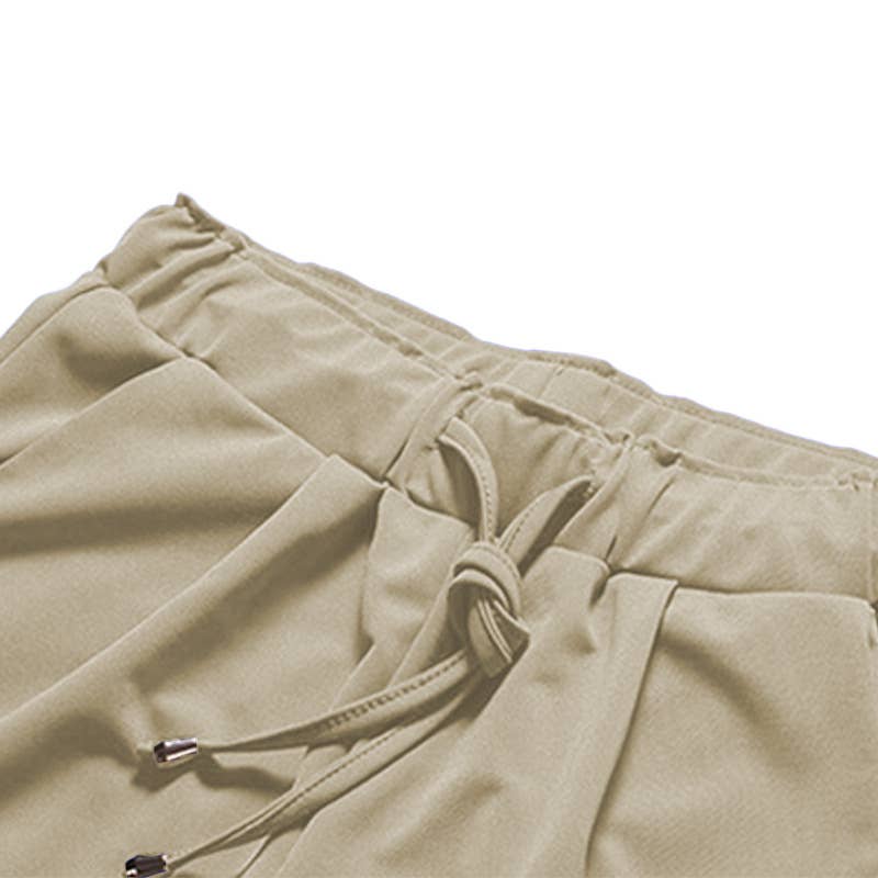 ELASTIC-WAISTED HIGH-WAISTED STRETCH HAREN PANTS