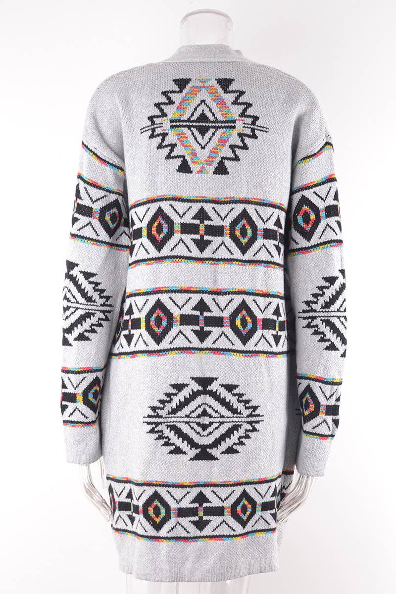 DIAMOND VINTAGE JACQUARD PLUS SIZE SWEATER COAT