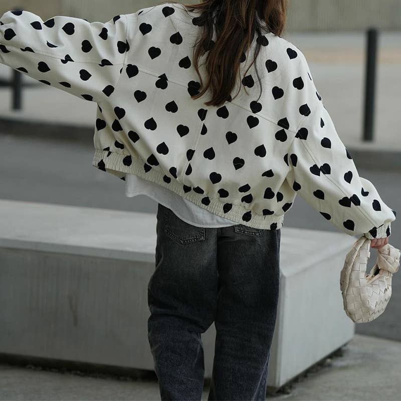 CASUAL LOVE PRINT LONG-SLEEVED JACKET