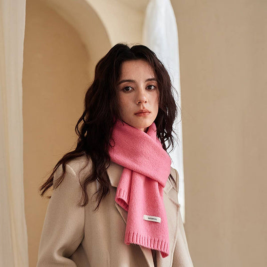 Basic 100% Wool Solid Knit Scarf Soft Warm Unisex_CWASC2288