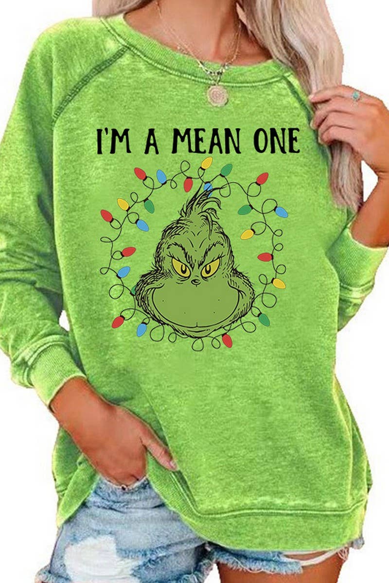 CWTBLL01326_CHRISTMAS CARTOON HORN SLEEVE SWEATSHIRT