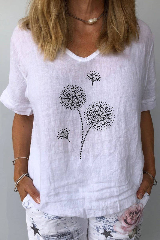 CWTTS1440_LOOSE CASUAL HIBISCUS PRINT TOP