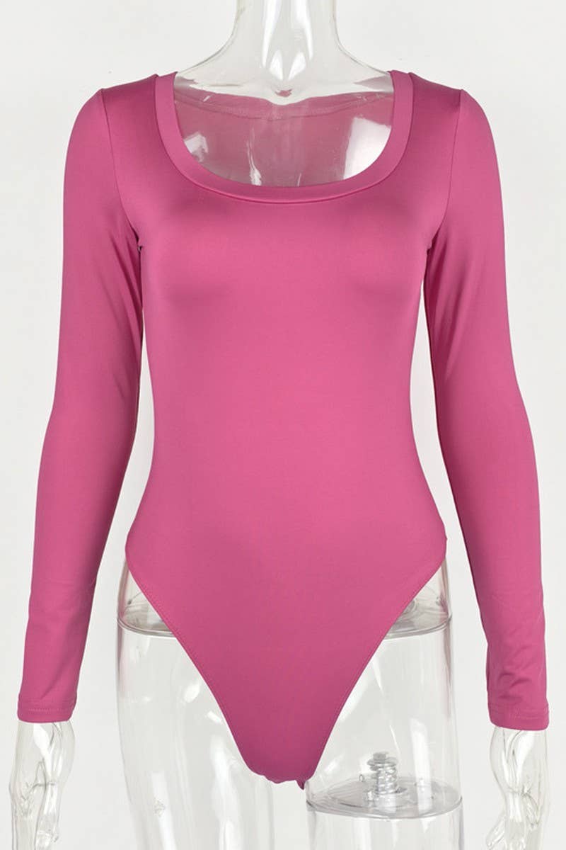 CWSBSL0156_SLIM FIT U-NECK LONG SLEEVE BODYSUIT