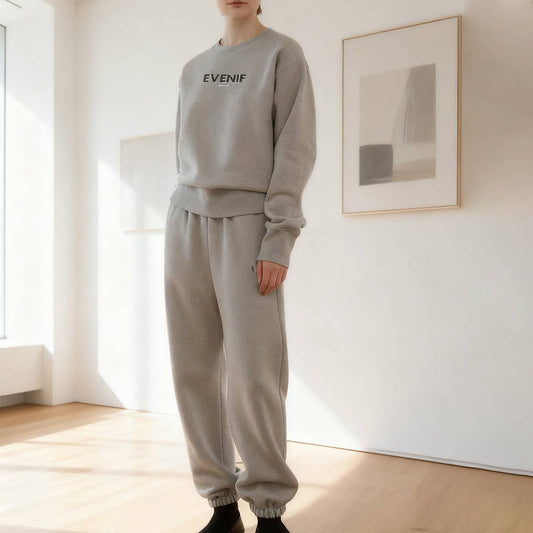 Fleece sweatshirt tight-fitting sweatpants set