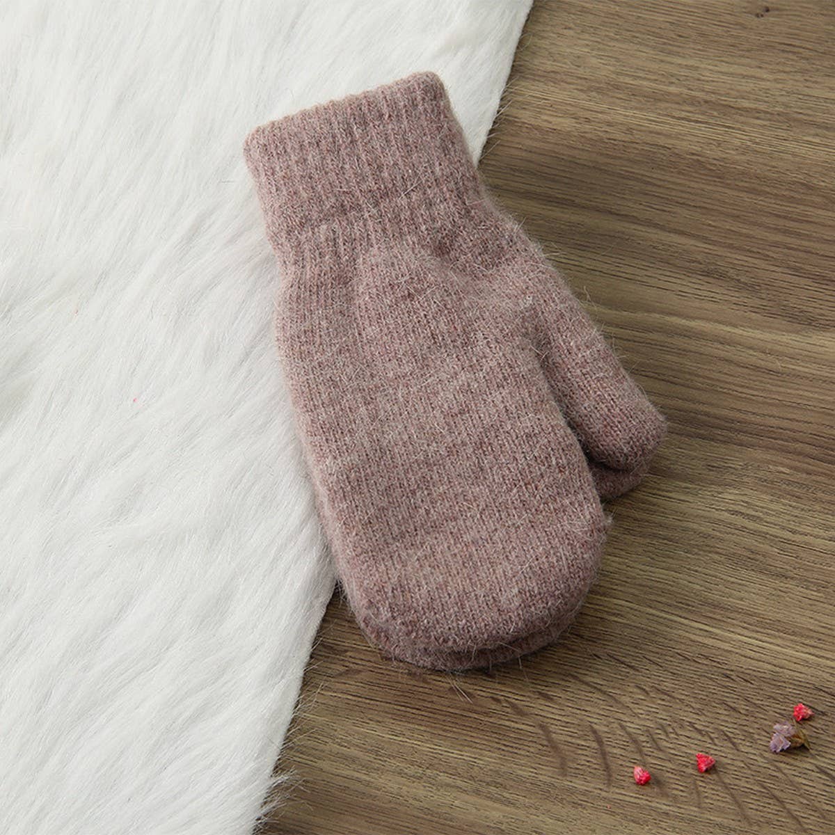 WOMEN'S SOLID COLOR RABBIT FUR FULL FINGER GLOVES_CWAG00592