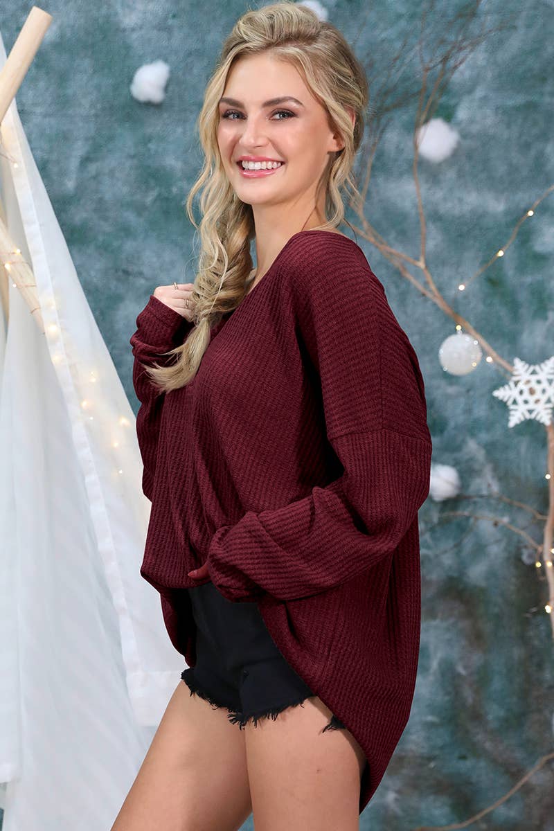 CWTTL1402_Round Neck Casual Long Sleeved Top