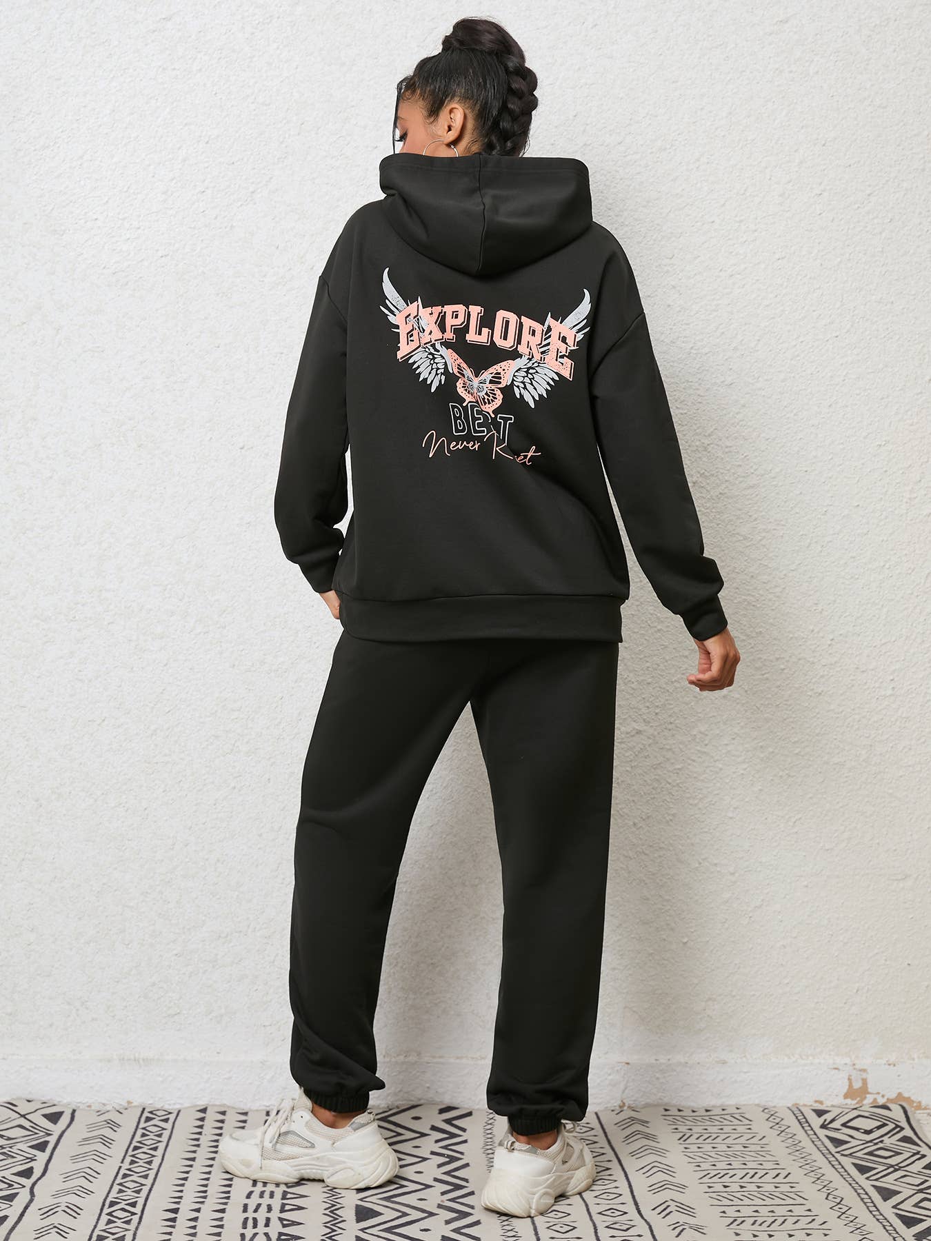 FLEECE HOODIE SWEATPANTS HOODIE FASHION SUIT