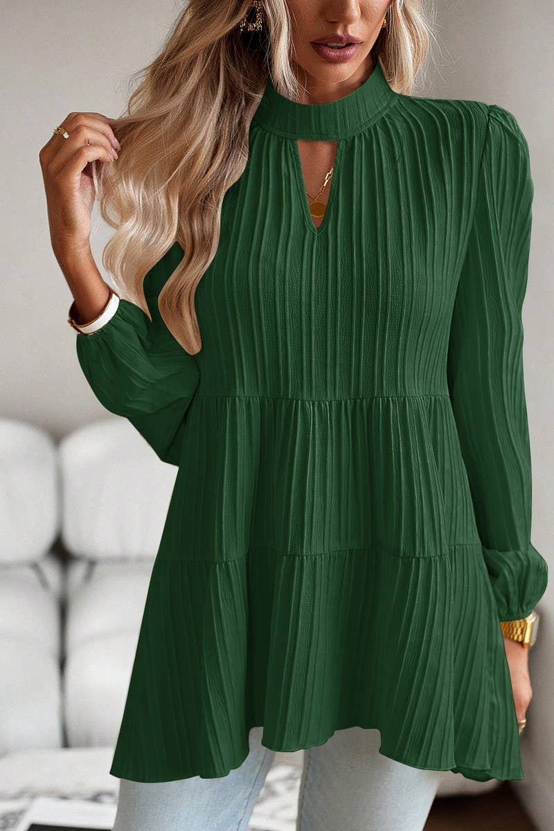 CWTBLL2768_HALF TURTLENECK WAVY LONG SLEEVE TOP