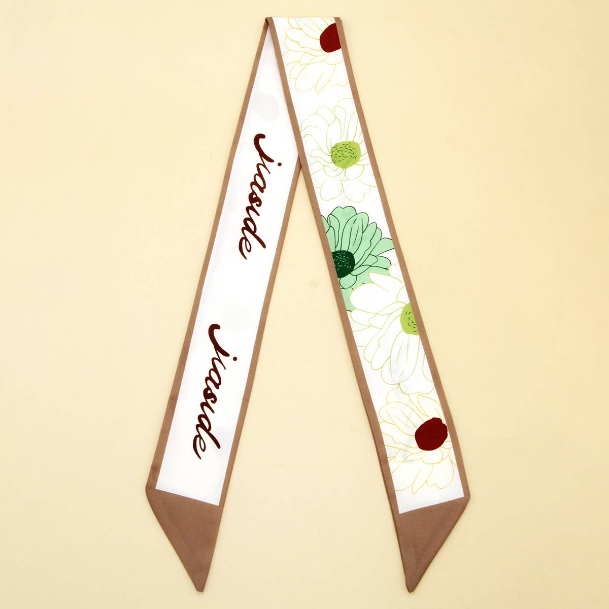 Chic Bowknot Letter Print Skinny Scarf Ribbon_CWASC0099