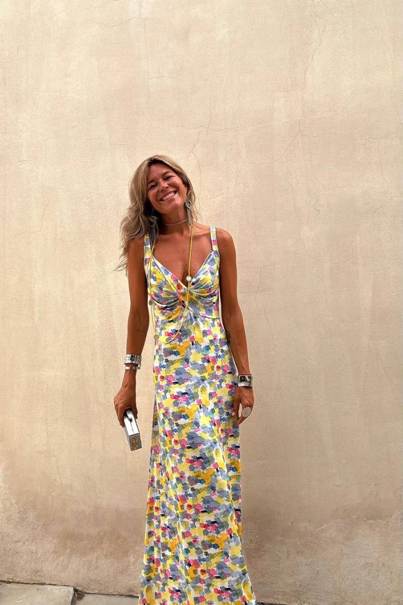 CWDMD5926_SUMMER V-NECK SLIM SUSPENDER LONG DRESS