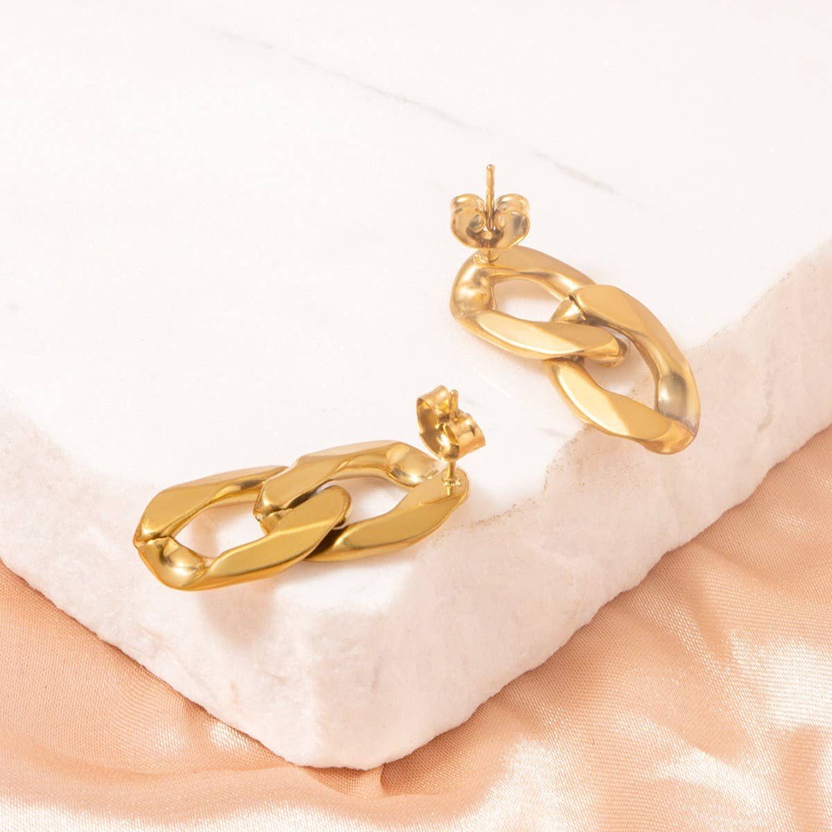 SIMPLE DOUBLE CIRCLE CHAIN TITANIUM STEEL EARRINGS_CWMM3664