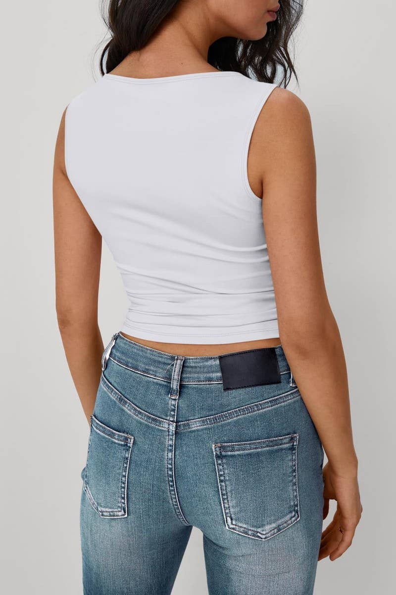 CWTTK1195_SOLID SLEEVELESS SLIM FIT SEXY TANK TOP