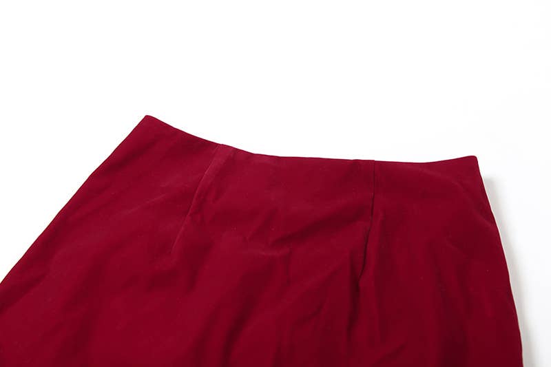 DEEP V LACE PATCHWORK CROP TOP SPLIT SKIRT SET