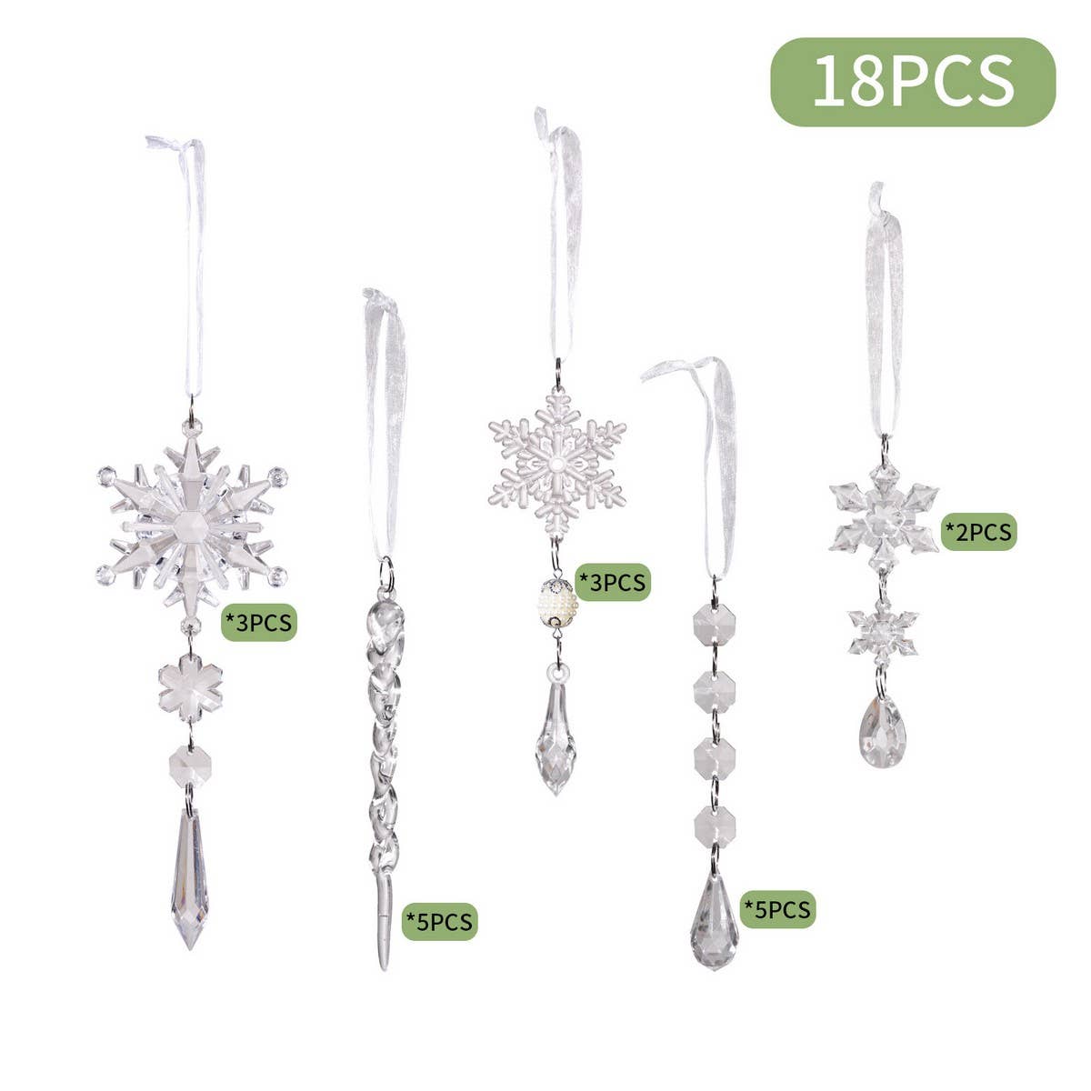 CWMM10176_ACRYLIC ICICLE SNOWFLAKE BAUBLE CHRISTMAS ORNAMENT