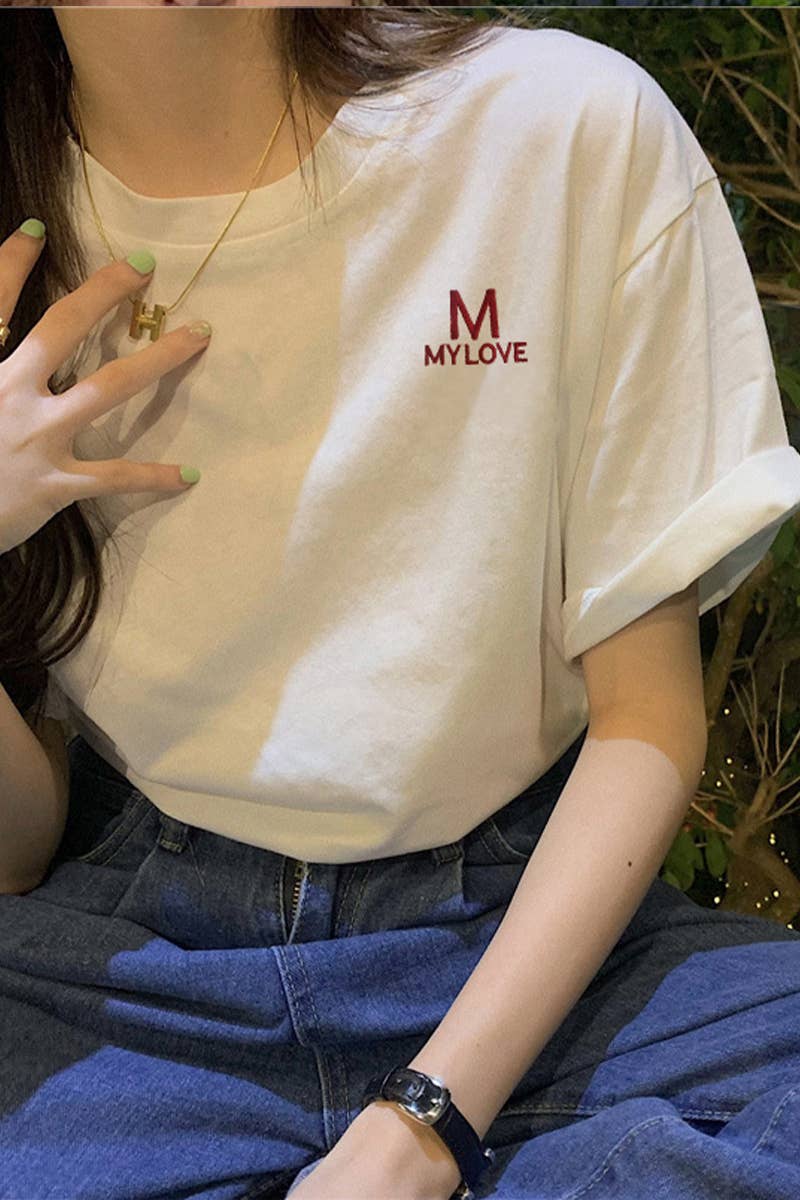 CWTTS0992_M LETTER PRINT CASUAL T SHIRT