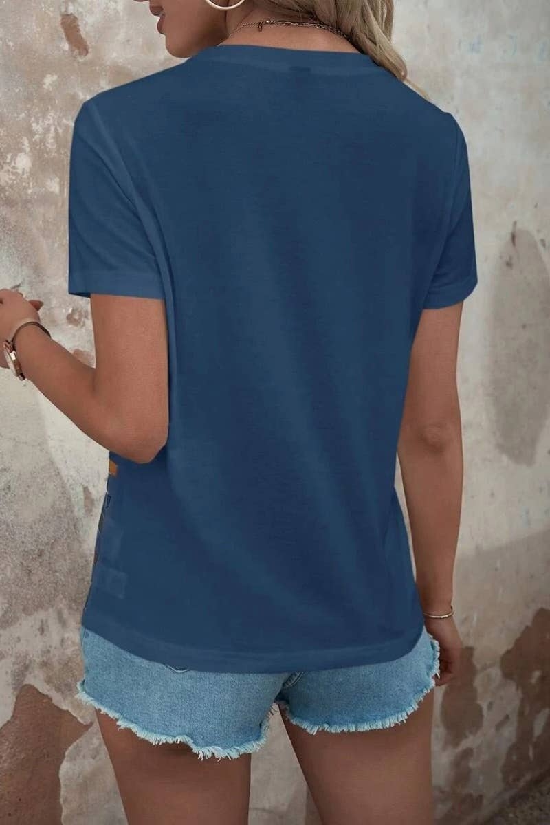 CWTBLS1145_SUMMER STRIPED PRINT BUTTON-UP SHORT SLEEVE TOP