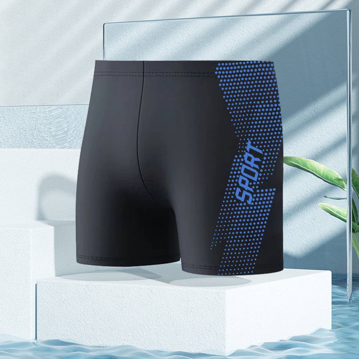 Men's High Waist Quick Dry Swim Trunks Plus Size