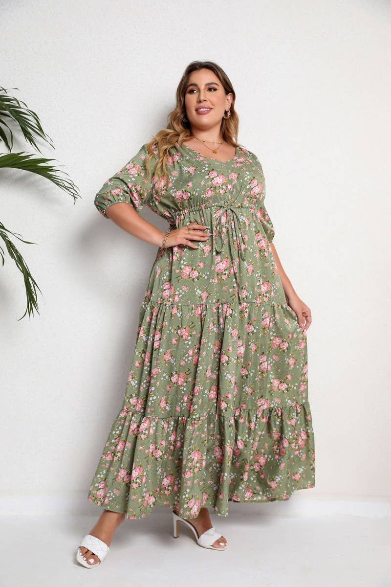 CWDMD3205_PLUS SIZED BOHEMIAN PRINT LOOSE MAXI DRESS