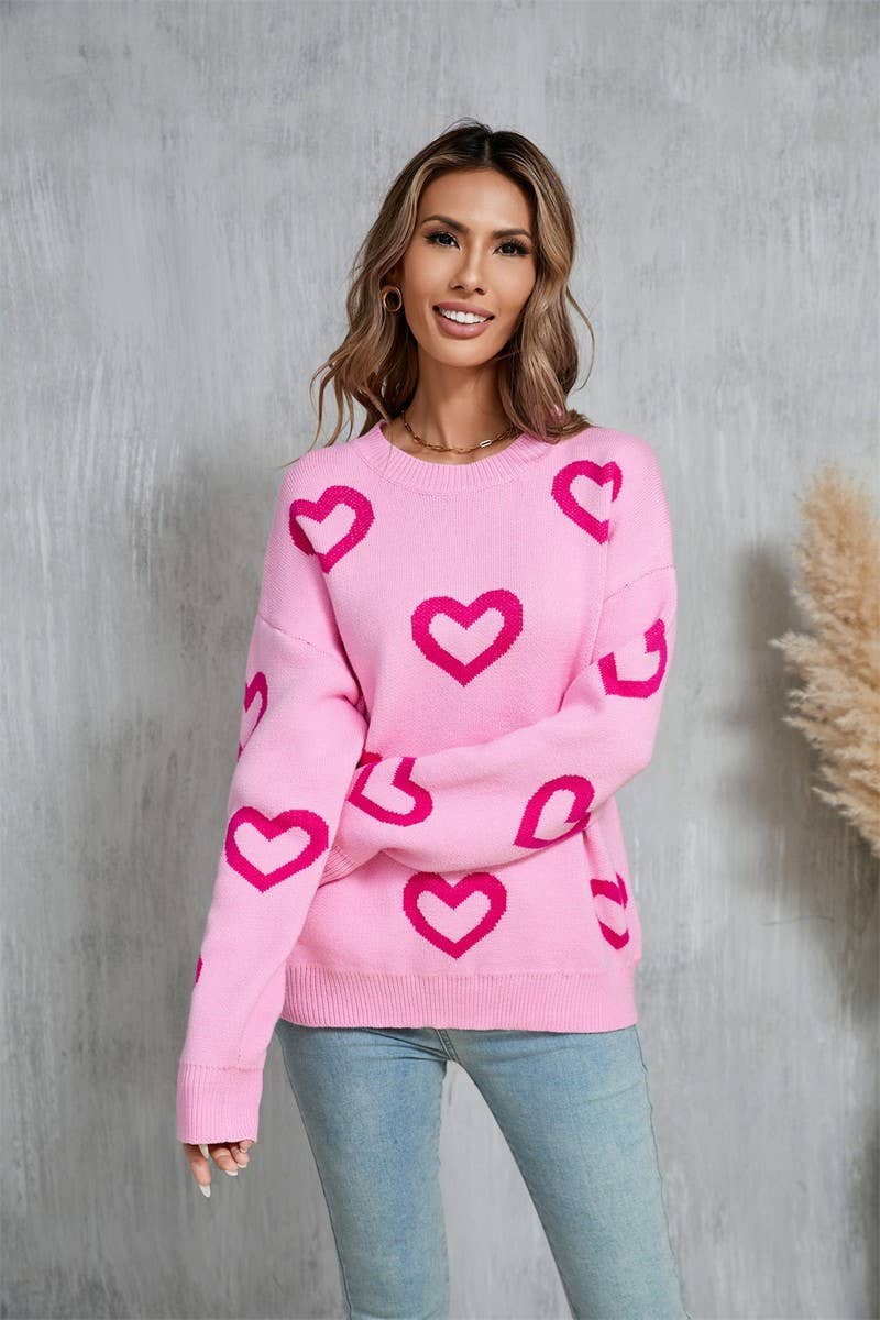 CWOSWL5788_JACQUARD HEART VALENTINE'S DAY CREW NECK SWEATER