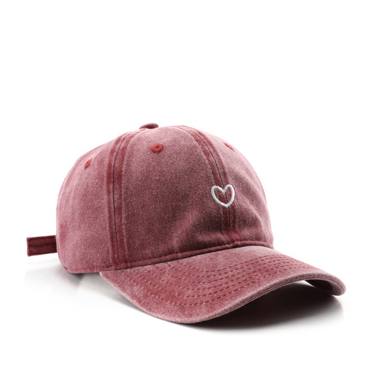 Vintage Washed Distressed Heart Embroidery Cap_CWAH1279