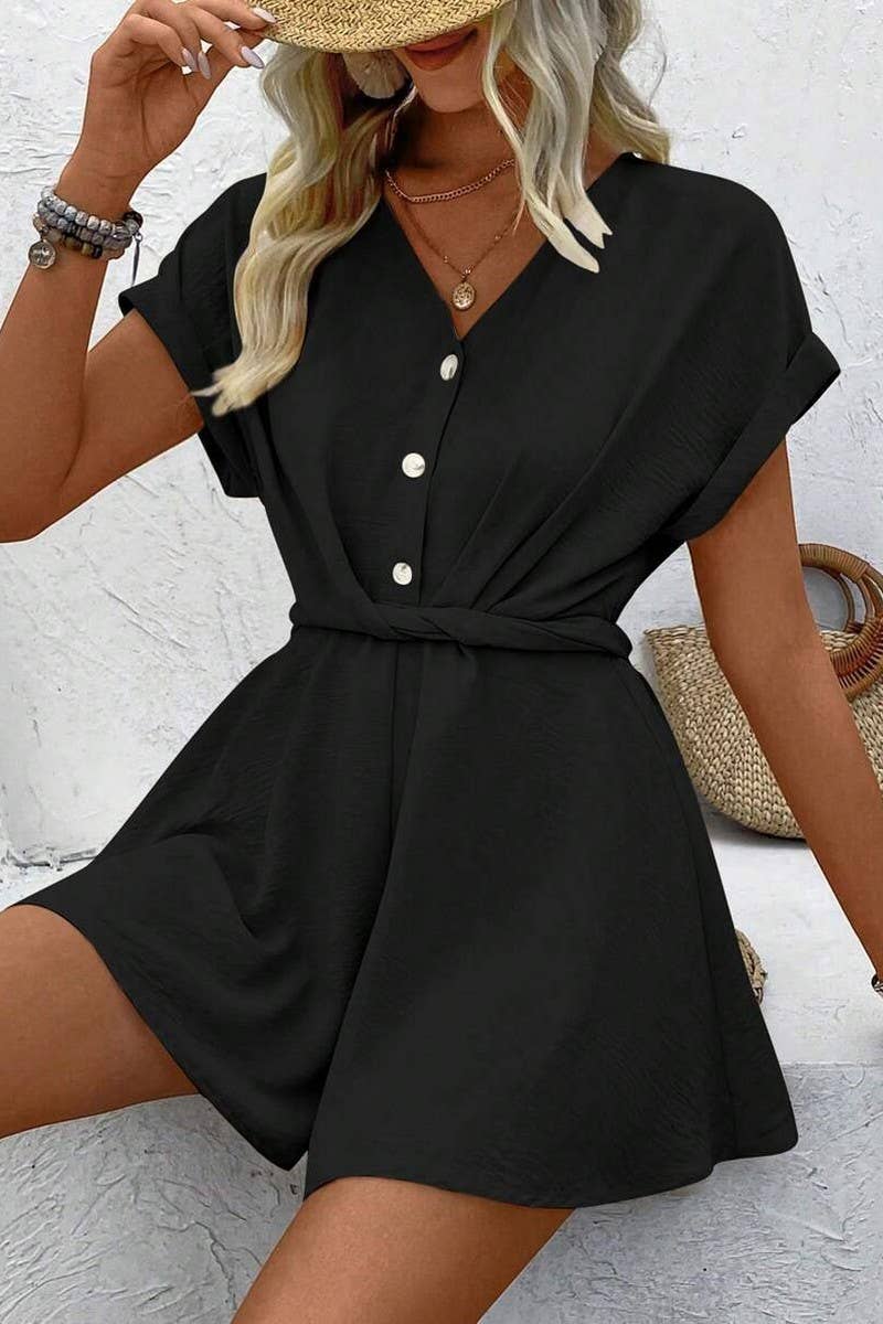 CWDSD8283_WOMEN'S BATWING SLEEVE TWIST-TIE JUMPSUIT