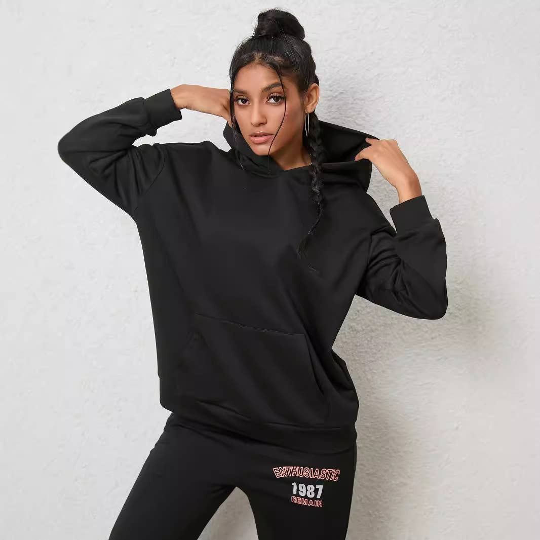 FLEECE HOODIE AND SWEATPANTS FASHION CASUAL SUIT