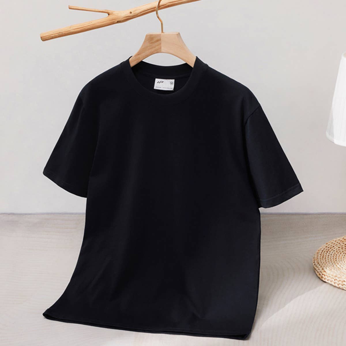 CWTTS0924_LOOSE ROUND NECK SOLID COLOR SHORT SLEEVE