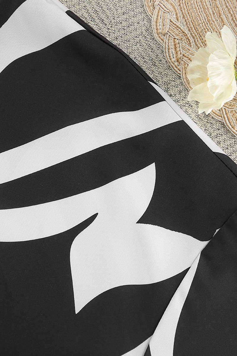 CWSPJ0415_PRINTED LACE-UP ROBE SHORTS TWO-PIECE SET