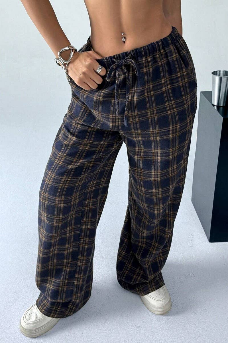 CWBLP1123_CASUAL PLAID STRAIGHT TROUSERS