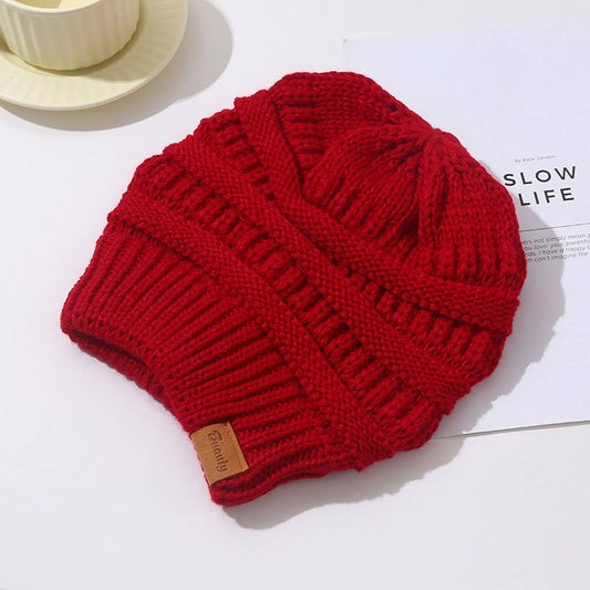 CWAH04348_CANDY COLOR KNIT BEANIE HAT WITH EAR HOLE