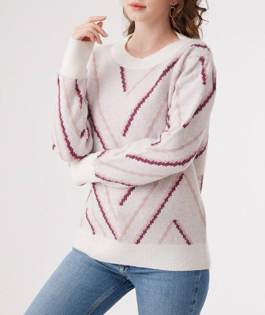 CREW-NECK FRENCH RETRO SLIMMING PULLOVER SWEATER