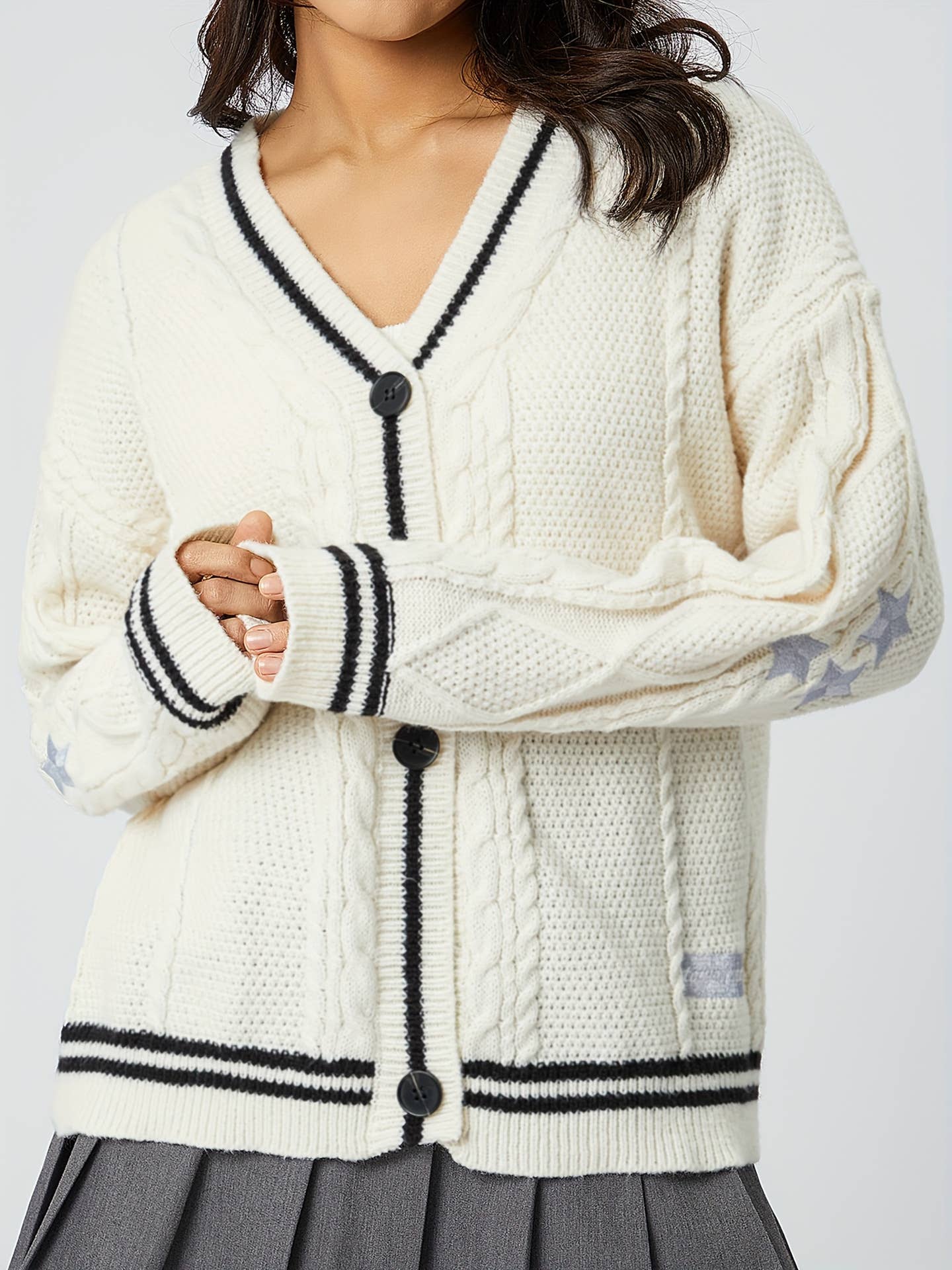 BATWING KNIT SINGLE-BREASTED SWEATER JACKET