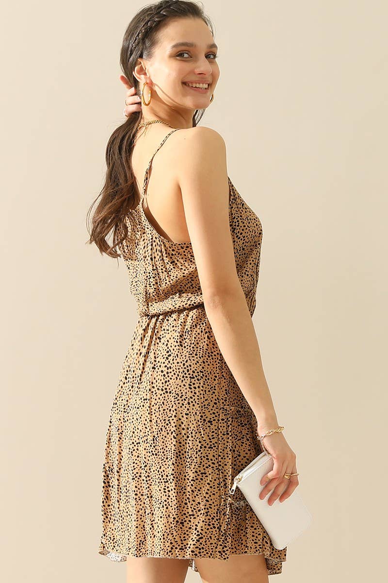CWDSD1392-B_LEOPARD TIGHTEN WAIST SLEEVELESS MINI DRESS
