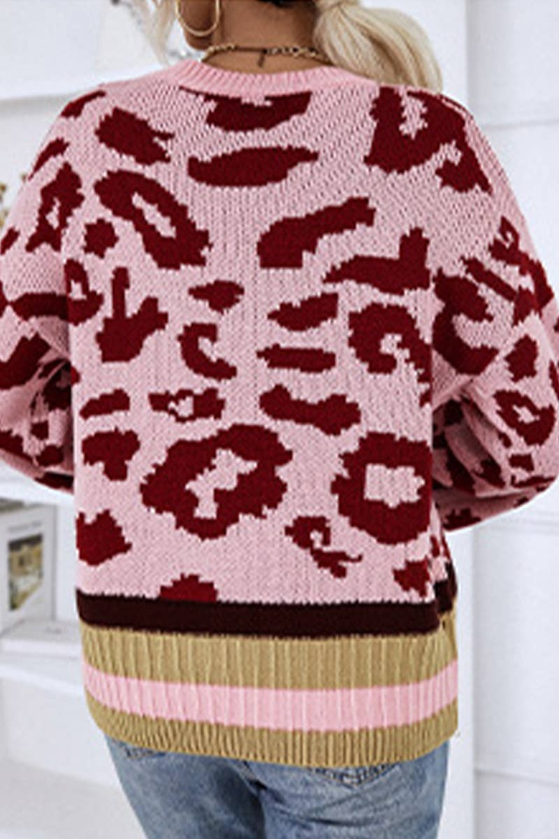 CREW-NECK LEOPARD JACQUARD SWEATER