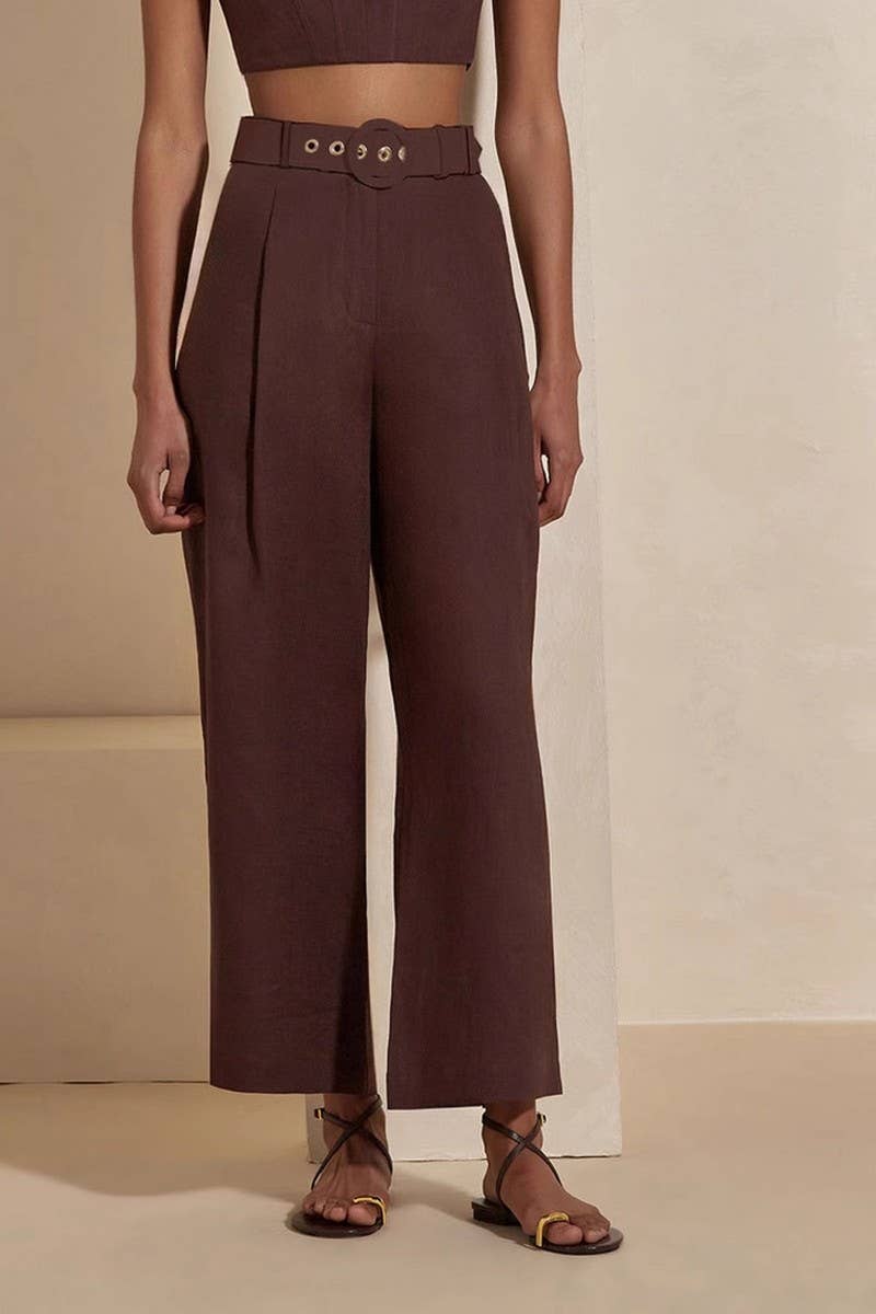 CWSTB2119_TAILORED BELTED BLAZER & PANTS OFFICE SET