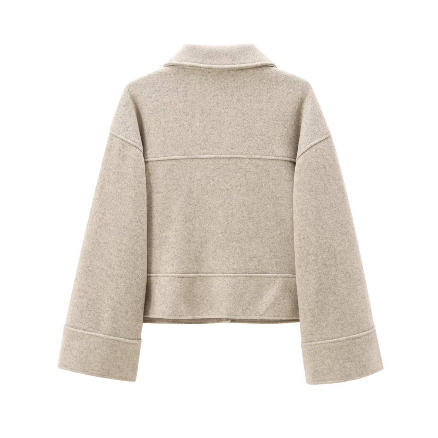 CASUAL LAPEL SINGLE BREASTED SOLID COLOR COAT