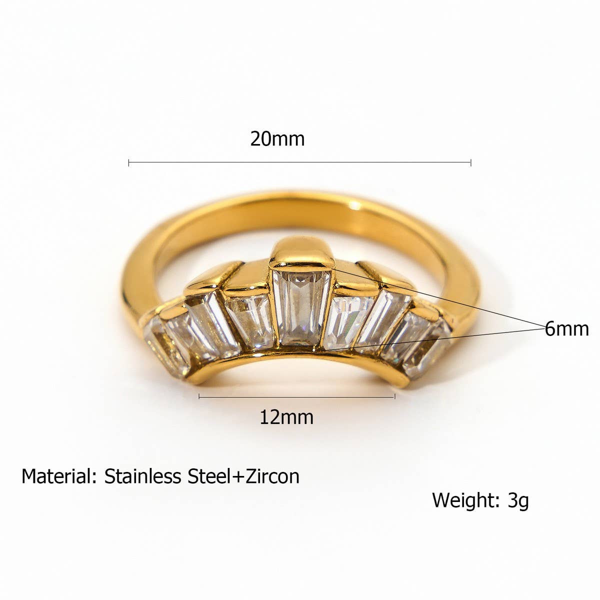 Geometric CZ Steel Ring with Luxe Gloss Finish