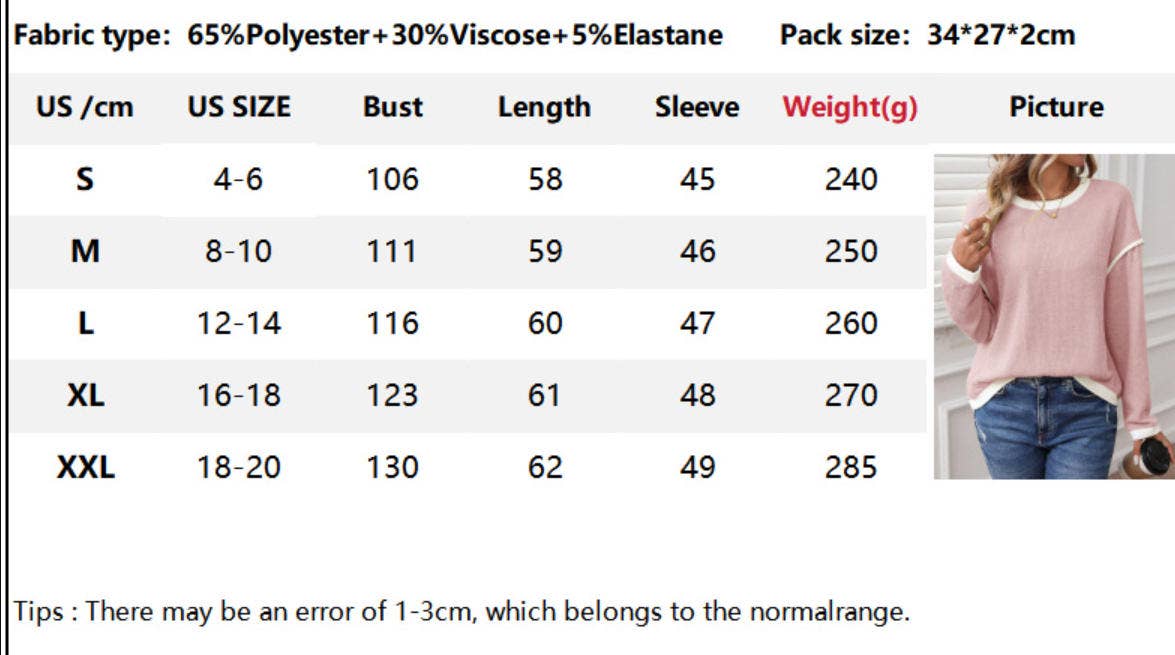 CWOSWL07154_COLORBLOCK KNIT-LOOK CREWNECK LOOSE TOP