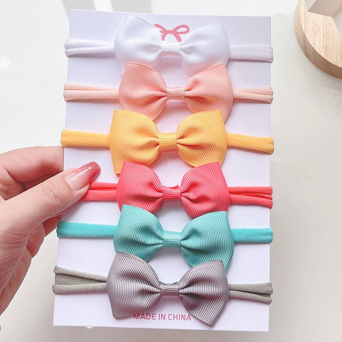 Kids Bow Headband Set ? Elastic Nylon No Marks