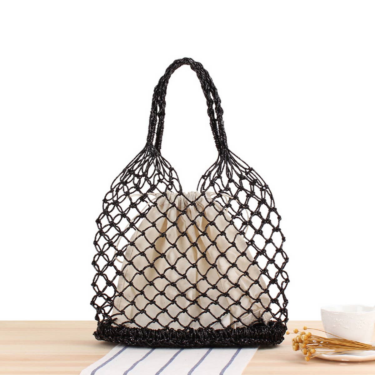 GOLD AND SILVER THREAD HANDMADE CROCHET BAG_CWAB2097