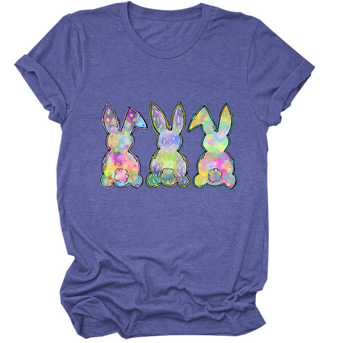 EASTER THREE BUNNIES PRINTED CREWNECK T SHIRT_CWTTS0858
