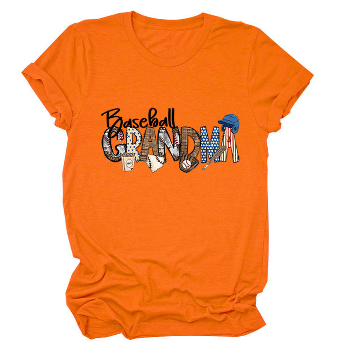 Casual Crew Neck Tee ?œBaseball Grandma??Shirt_CWTTSL0496