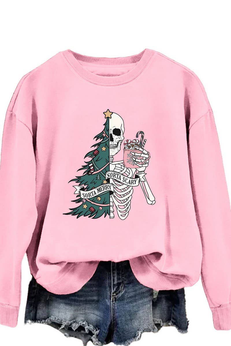 CWTBLL01328_PRINTED LOOSE PULLOVER CHRISTMAS SWEATSHIRT