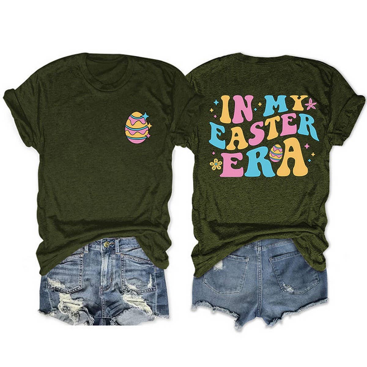 EASTER TREND DOUBLE SIDED LETTER PRINTED TEES_CWTTS0869
