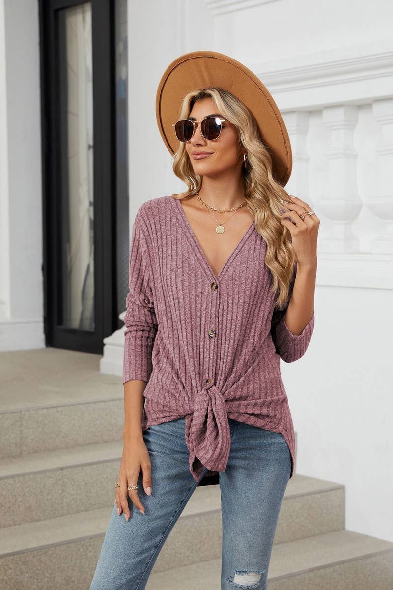 CWOCAL00864_SOLID BUTTON LONG SLEEVE CASUAL CARDIGAN