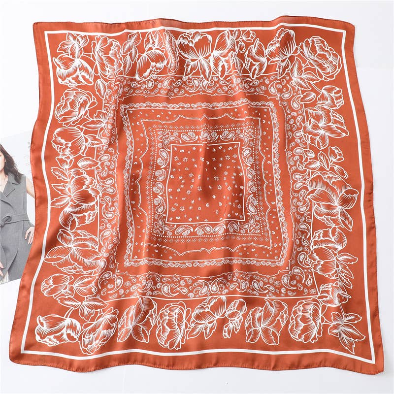 27in Paisley Lace Print Satin Square Scarf Women_CWASC1435