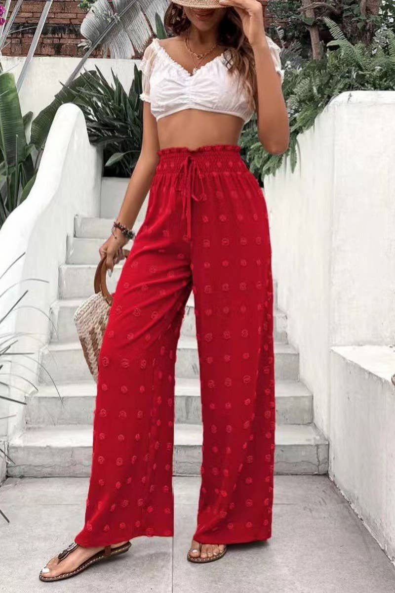 CWBLP1977_HIGH WAIST JACQUARD WIDE LEG LOUNGE PANTS