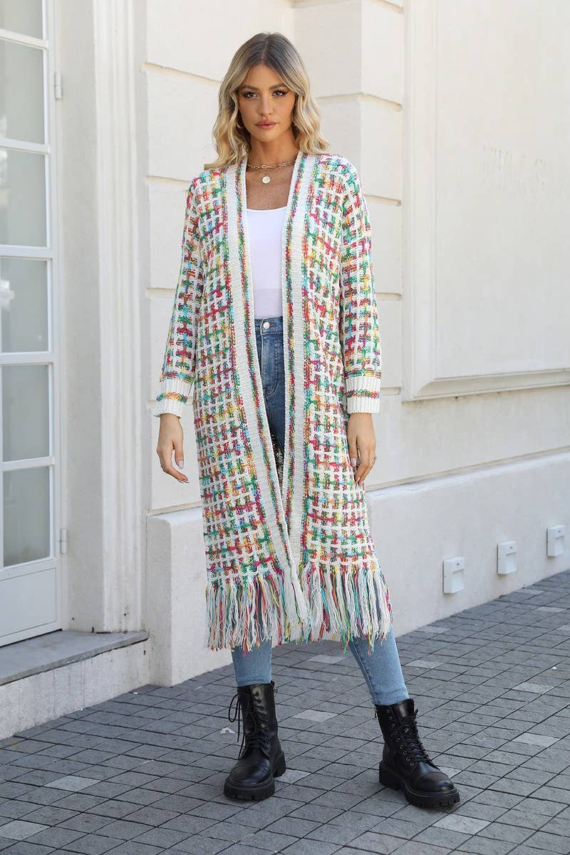 CWOCAL0933_FRINGED LONG COLORFUL CARDIGAN COAT